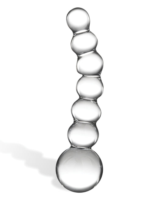 Glas 5" Curved Glass Beaded Dildo with Handcrafted Design
