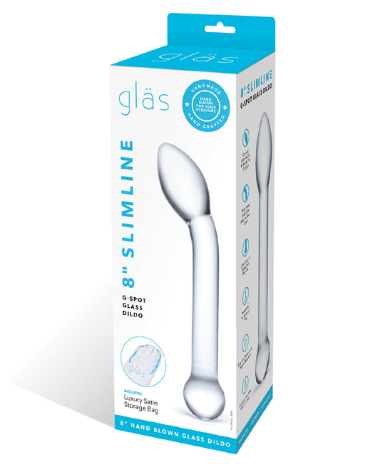 Glas G-Spot Dildo 8-Inch Slimline Glass with Bulbous Tip for Precise G-Spot Stimulation
