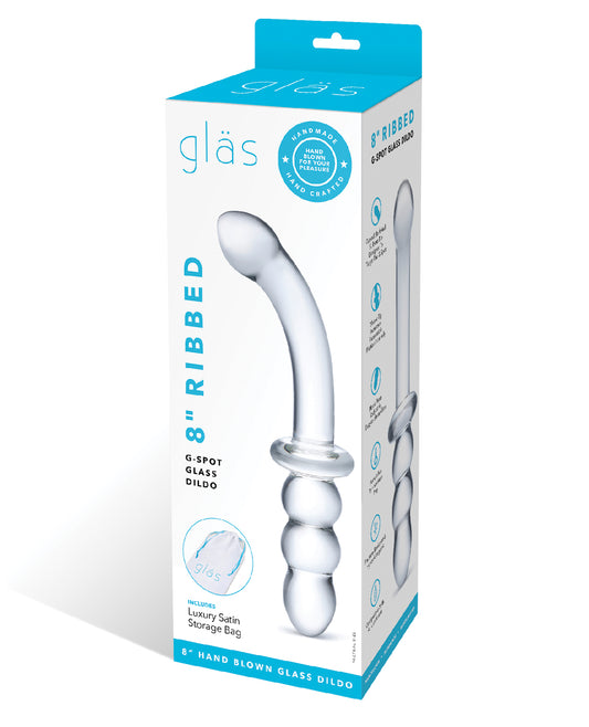 Glas G-Spot Glass Dildo with Ribbed Texture and Bulbous Tip for Targeted Internal Stimulation