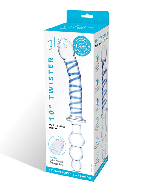 Glas dual ended glass dildo with raised ridges and dual tips for versatile internal stimulation