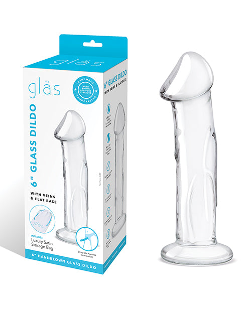 Glas realistic glass dildo with veined shaft and flat base for lifelike stimulation and versatile intimate play