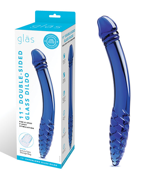 Glas Glass Dildo Double-Sided Ribbed Nubbed Tips for G-Spot and P-Spot Stimulation