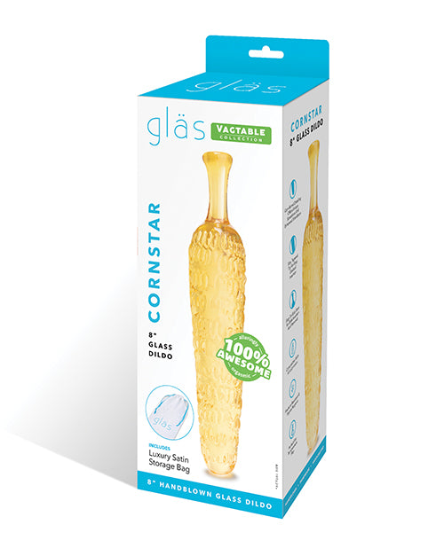 Glas 8-Inch Textured Glass Dildo with Corn-Inspired Design