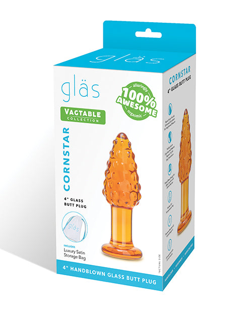Glas 4-Inch Cornstar Glass Butt Plug with Tapered Tip