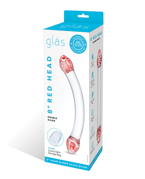 Glas Dongs & Dildos Red Head Double Glass Dildo with Spiraled Bulbous Ends for Couples Play and G-Spot Stimulation