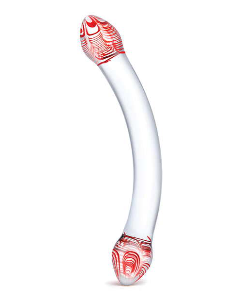 Glas Red Head Double Glass Dildo with Spiraled Bulbous Ends