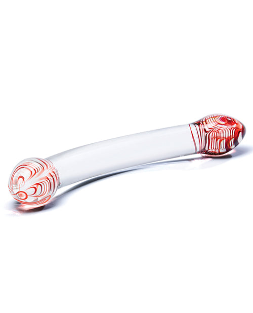 Glas Red Head Double Glass Dildo with Spiraled Bulbous Ends