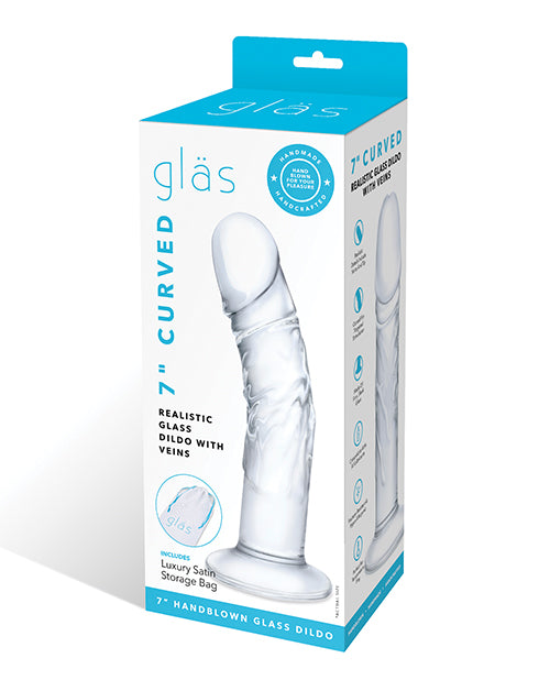 Glas Realistic Glass Dildo with Curved Shape and Lifelike Veins for Temperature Play Pleasure