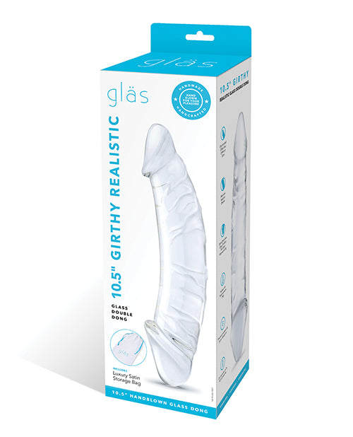 Glas Double Dong Clear Glass Realistic Veins Curved Girth for Enhanced Pleasure