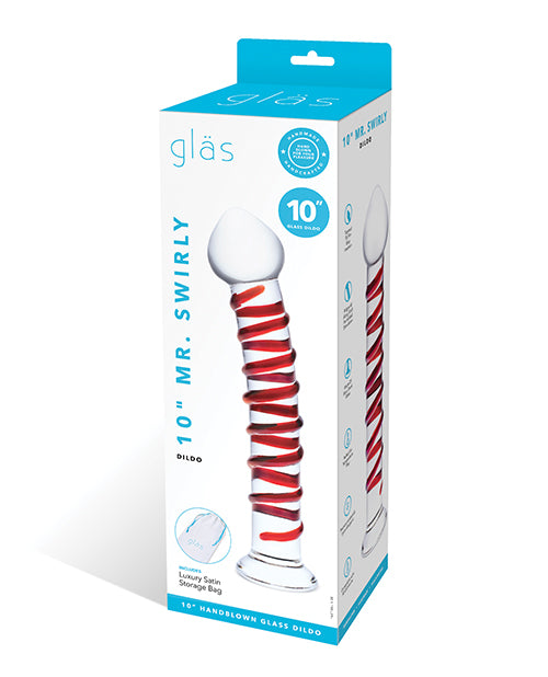 Glas Red Glass Dildo Spiral Ridge Curved Design for G-Spot Pleasure and Easy Handling