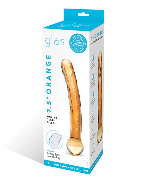 Glas Dildo Textured Orange Tickler with Raised Ridges and Grip Base for Enhanced Pleasure