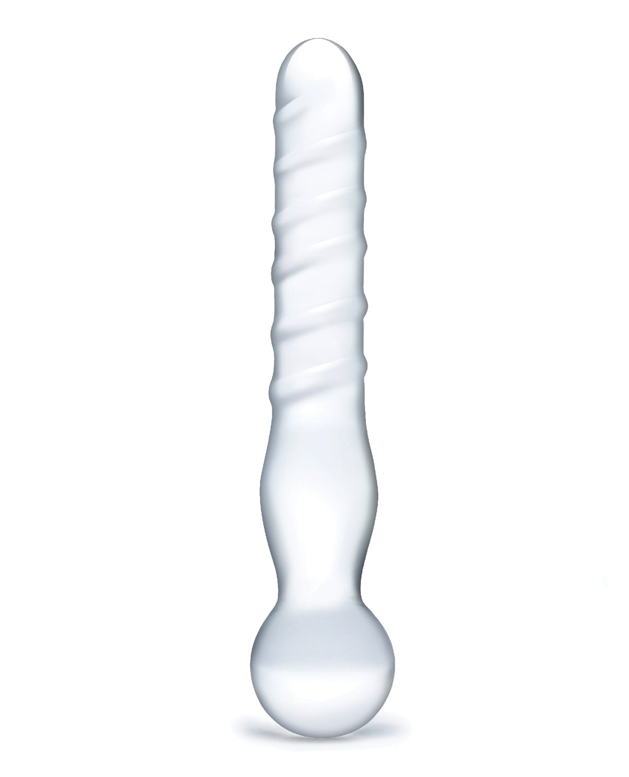 Glas Joystick Clear Glass Dildo with Spiraled and Bulbous Stimulation Ends