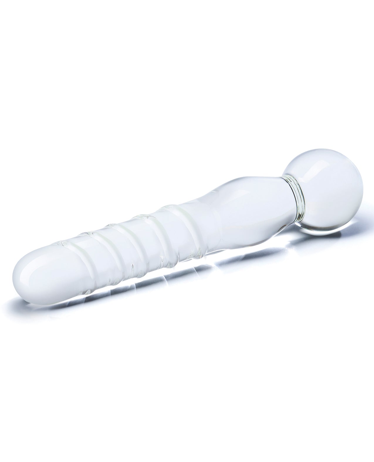 Glas Joystick Clear Glass Dildo with Spiraled and Bulbous Stimulation Ends