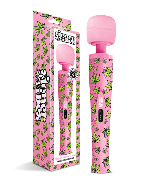 Stoner Vibes Massage Wand Vibrant Pink Kush Design Flexible Head for Targeted Muscle Relaxation