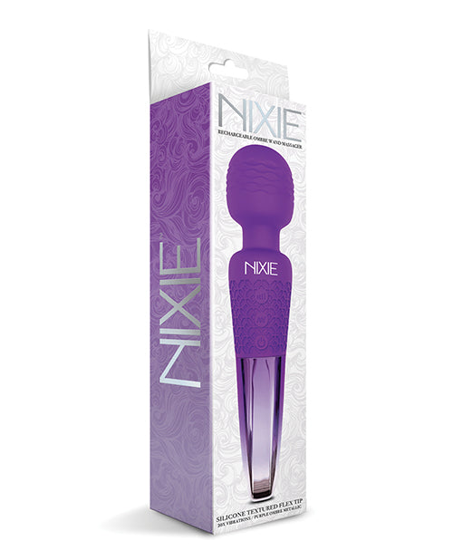 Nixie Massage Wand Metallic Ombre Design Flexible Silicone Head Waterproof for Deep Relaxation