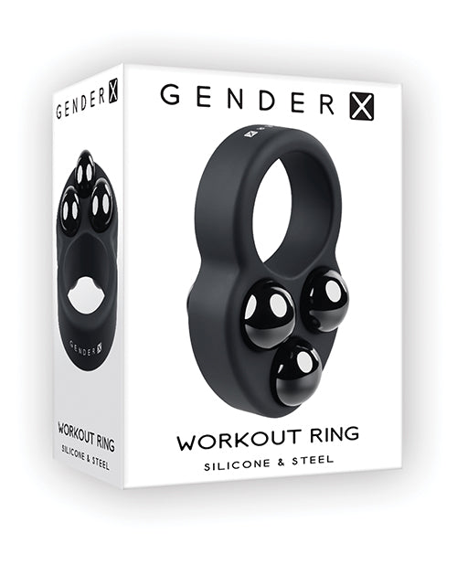 Gender X penis enhancement training ring with silicone wing and removable steel weights for progressive stamina training