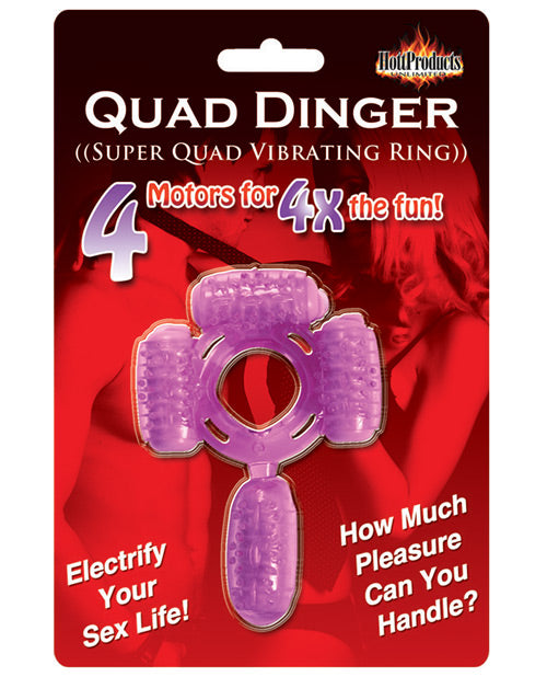 Humm Dinger Stimulator Vibrating Ring Four Motors Body-Safe Purple for Couples Pleasure