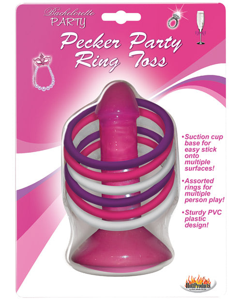 Party Pecker Bachelorette Party Ring Toss Game with Suction Cup Base and Assorted Rings for Group Entertainment