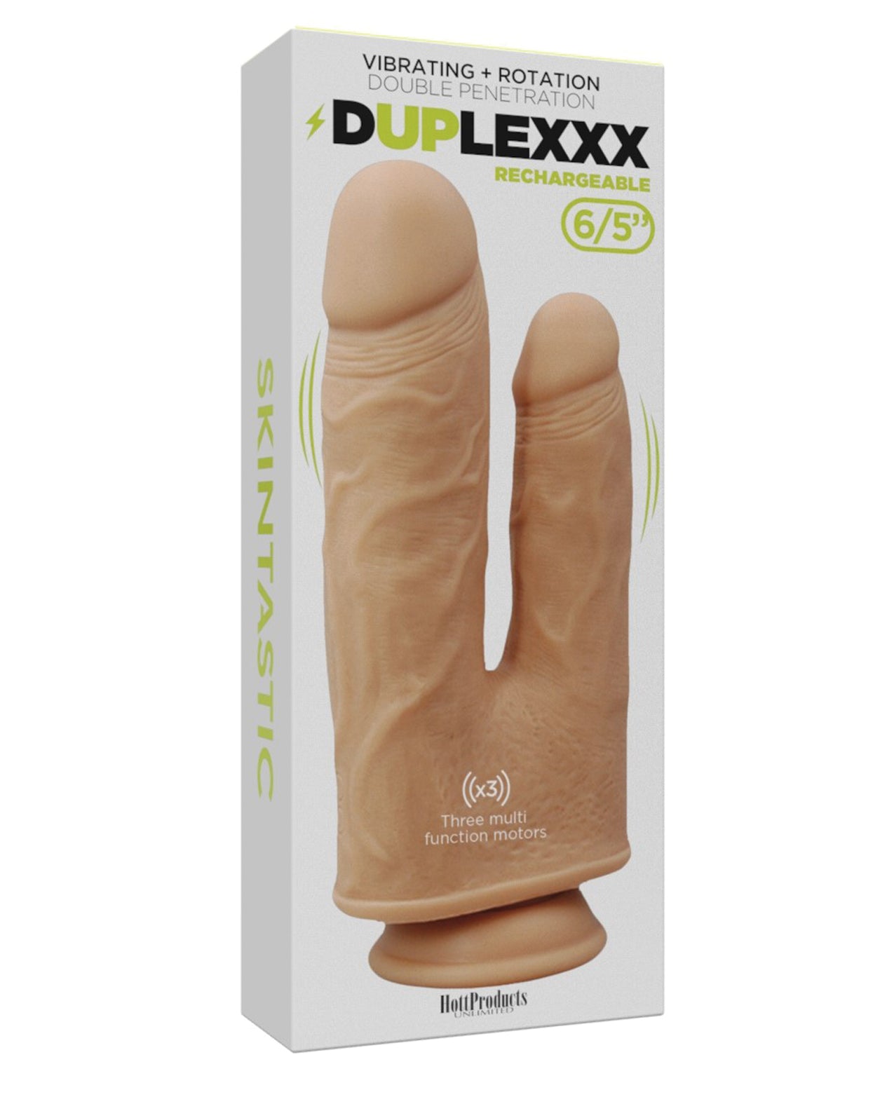Skinsations Double Dildo Dual Vibrating Motors Suction Cup Base for Realistic Couples Stimulation