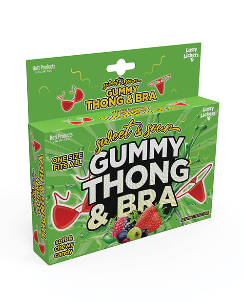 Sweet and Sour Edible Gummy Thong Bra Set Colorful Candy for Playful Couples Lingerie