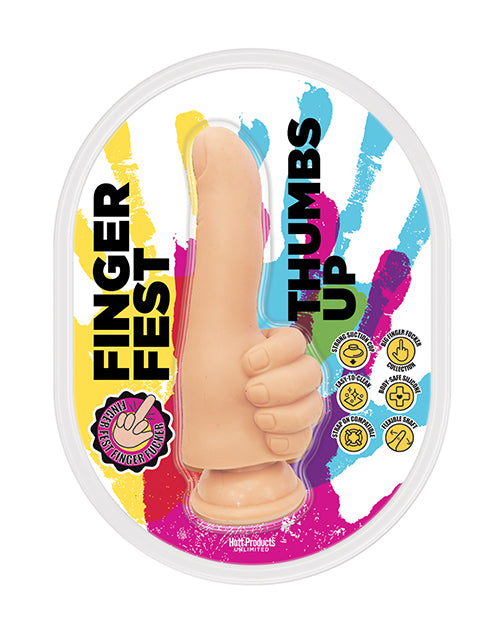 Finger Fest Dildo Thumbs Up Shape Silicone Flesh Tone for Playful Bedroom Novelty