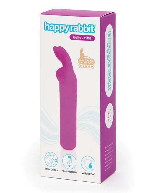 Happy Rabbit Stimulator Rechargeable Bullet Vibrator Flexible Silicone Bunny Ears for Clitoral Stimulation