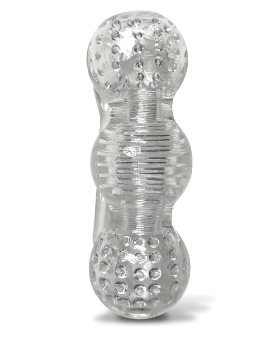 Clear Stroke Threeway See-Through Male Masturbator with Multi-Texture Interior