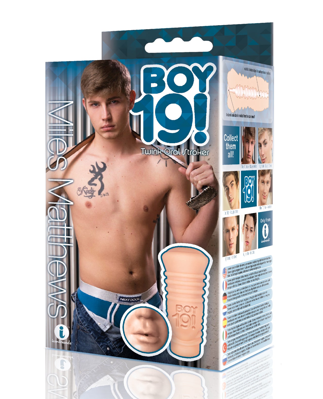 Boy 19! Male Masturbator Realistic Mouth Textured Tunnel Ergonomic Handle for Oral Sensation