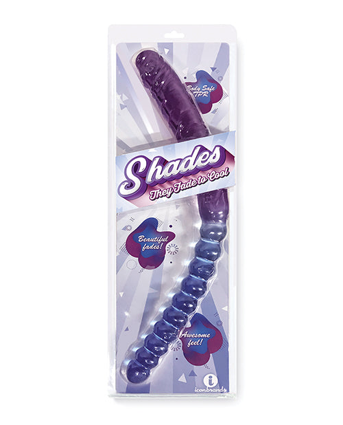 Shades Double Dong Blue Violet Jelly TPR Gradient Shimmering Finish for Versatile Pleasure