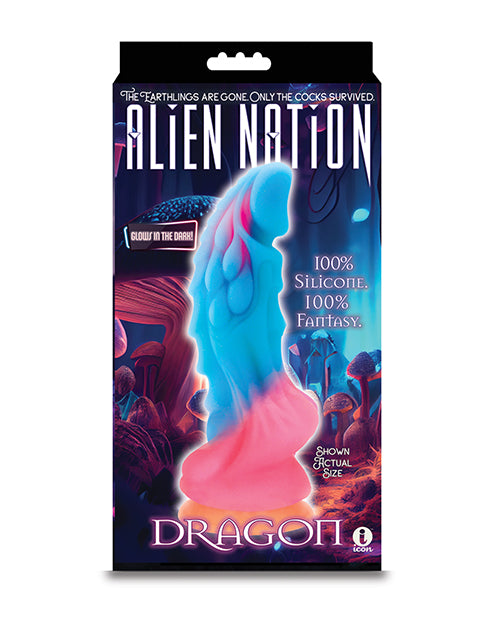 Alien Nation Dildo Glow-in-the-Dark Vibrant Fantasy Design with Textured Scales for Unique Pleasure