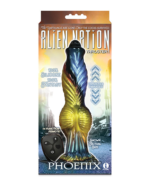 Alien Nation Dildo Metallic Thrusting Phoenix with Vibrating Modes and Remote Control for Versatile Stimulation