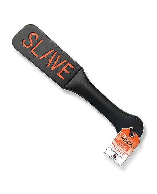 The 9s Bondage Paddle Handcrafted Leather Split Top with Orange Stitching for BDSM Sensory Play