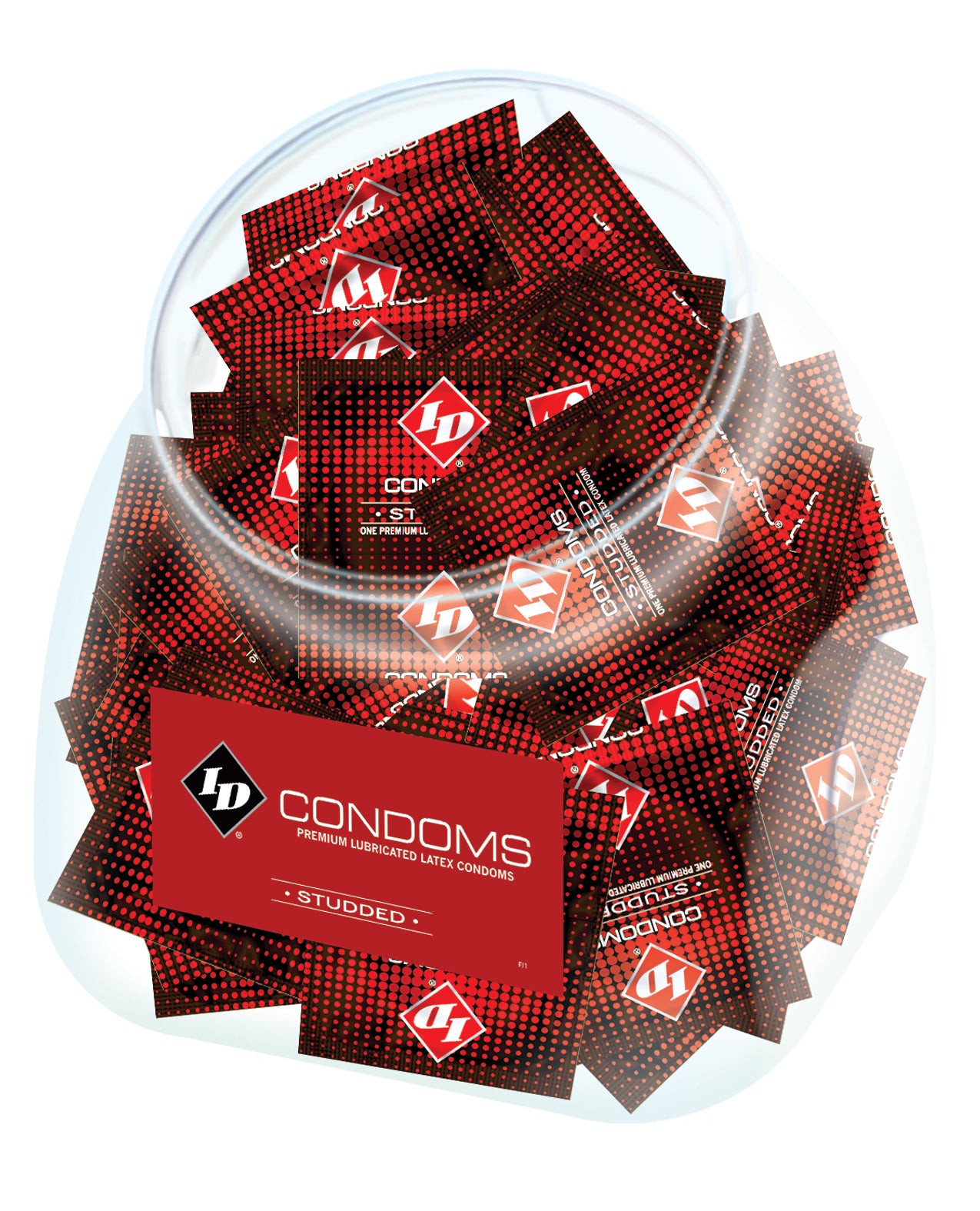 ID Studded Latex Condoms with Raised Texture and Bulk Fishbowl Pack for Enhanced Sensation