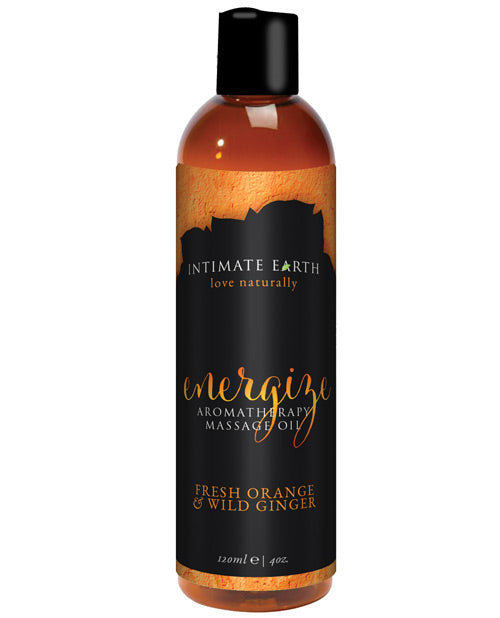 Intimate Earth Massage Oil with Orange and Ginger Certified Organic Extracts for Energizing Muscle Relief