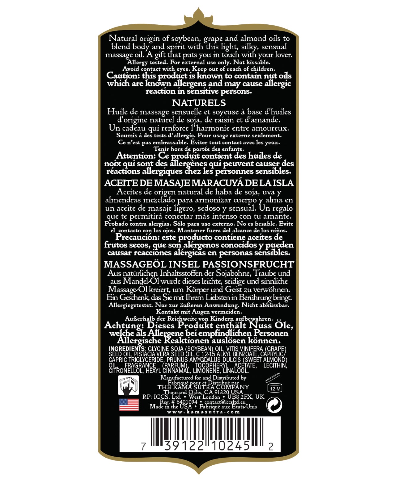 Kama Sutra Naturals Island Passion Berry Massage Oil with Silky Texture