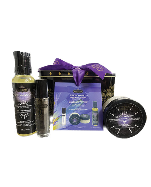 Kama Sutra Setting The Mood Blue Lotus Gift Set with Pheromone Fragrance and Massage Oil for Enhanced Intimacy