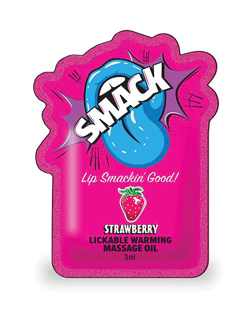 Strawberry Lickable Warming Massage Oil 3 ml Pouch Display – 36 Pack
