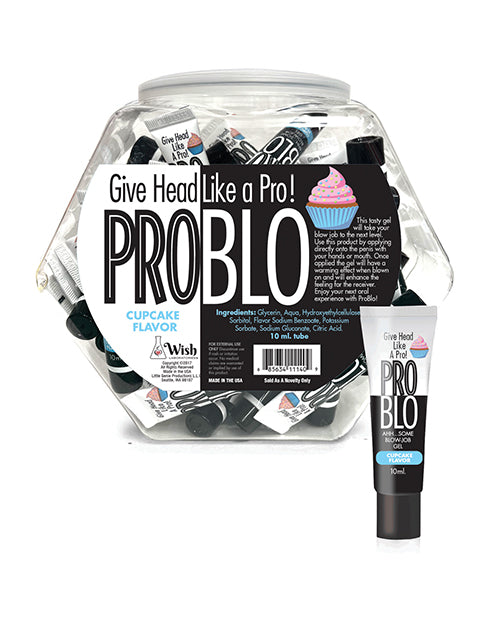 Pro Blo Oral Pleasure Gel Cupcake Flavored Lubricant Resealable Tubes for Enhanced Oral Intimacy