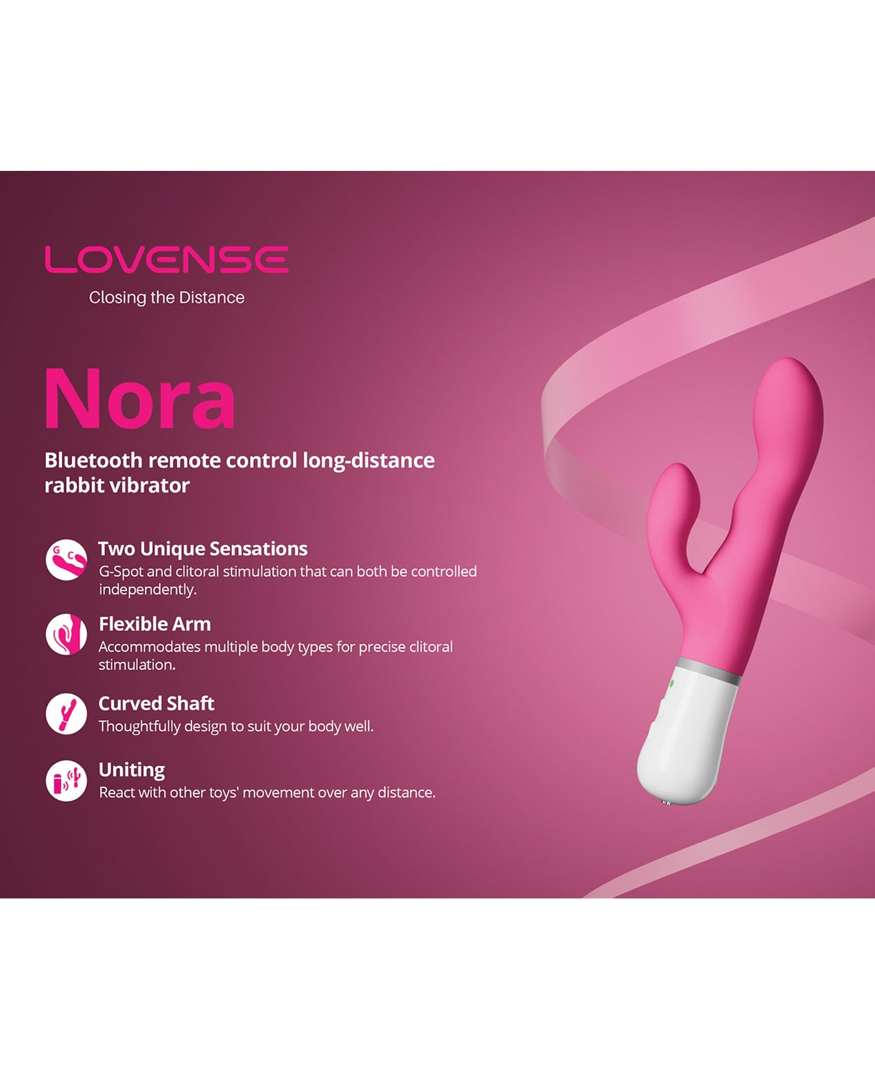 Lovense Vibrator Rabbit Style Rotating Head App-Connected for G-Spot and Clitoral Stimulation