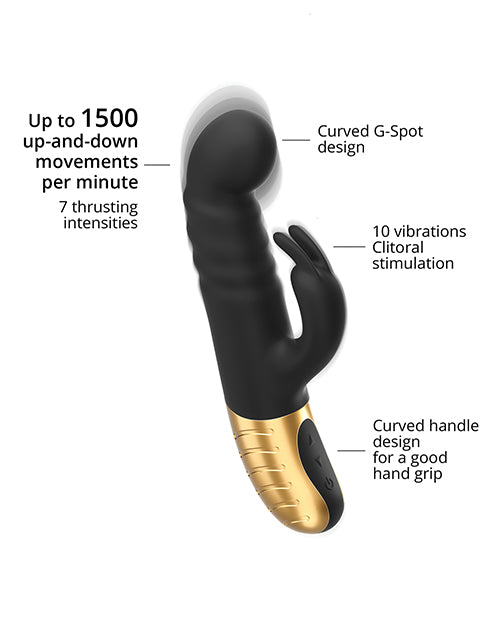 Dorcel G-Stormer Thrusting G Spot Rabbit Vibrator in Black and Gold