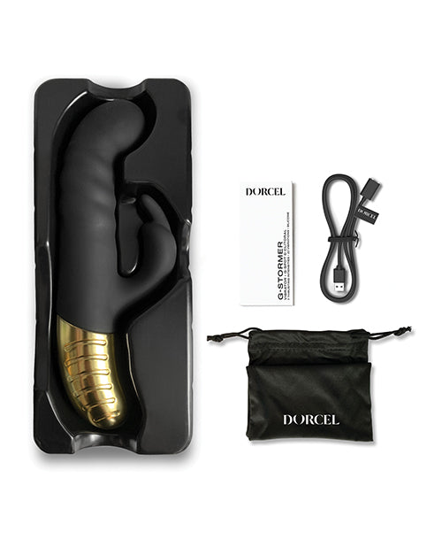 Dorcel G-Stormer Thrusting G Spot Rabbit Vibrator in Black and Gold