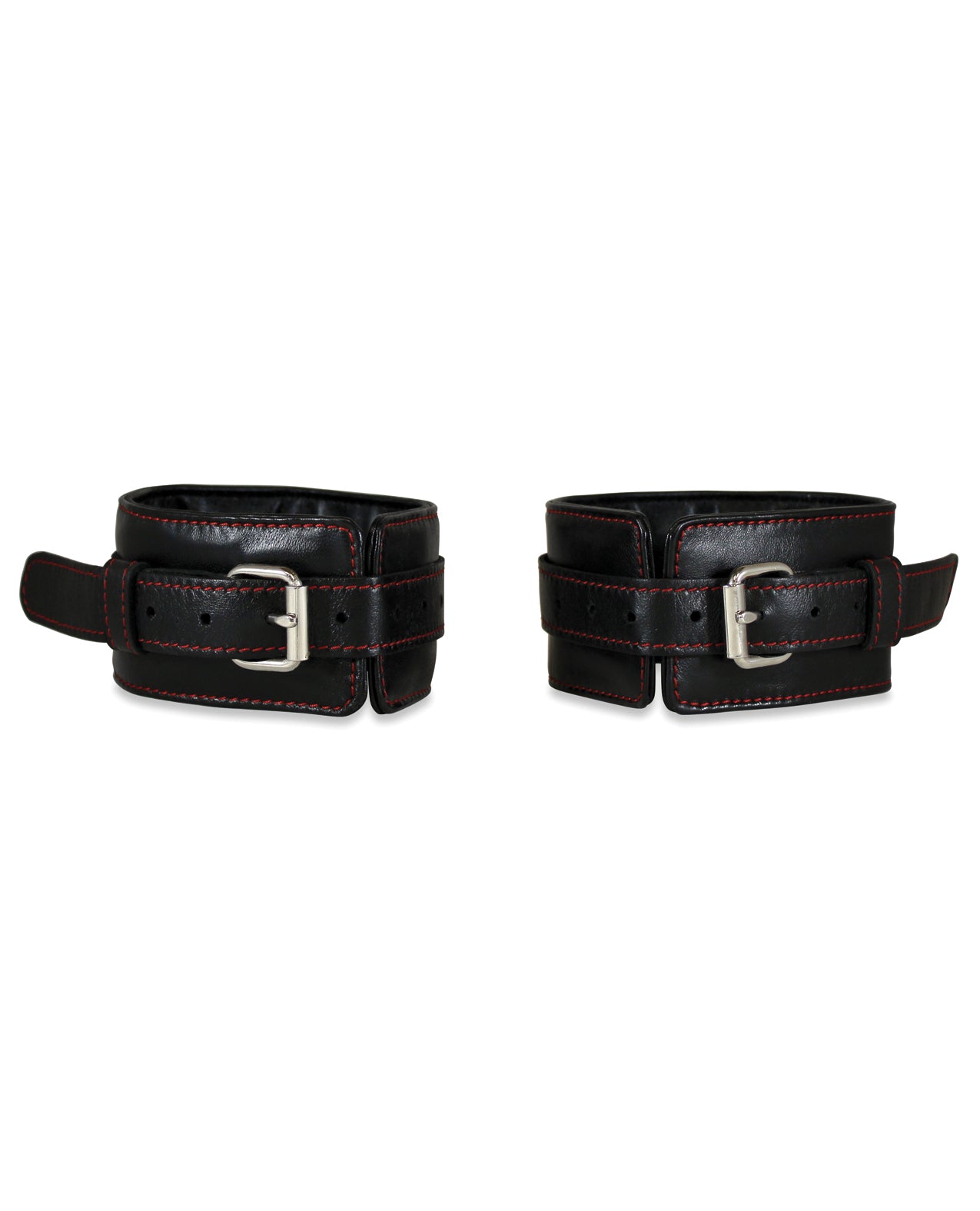 Sultra Leather Ankle Restraints Padded Black Full-Grain Leather with D-Rings for Comfortable Bondage Play