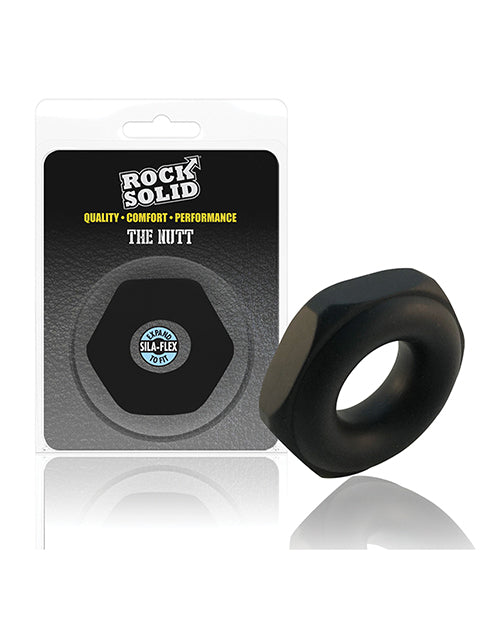 Rock Solid Penis Enhancement Ring black silicone nut-shaped design for comfortable longer-lasting erections