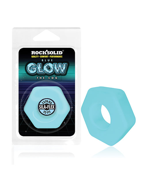 Rock Solid Penis Enhancement Glow in the Dark Blue Ring with Stretchy Fit for Prolonged Pleasure