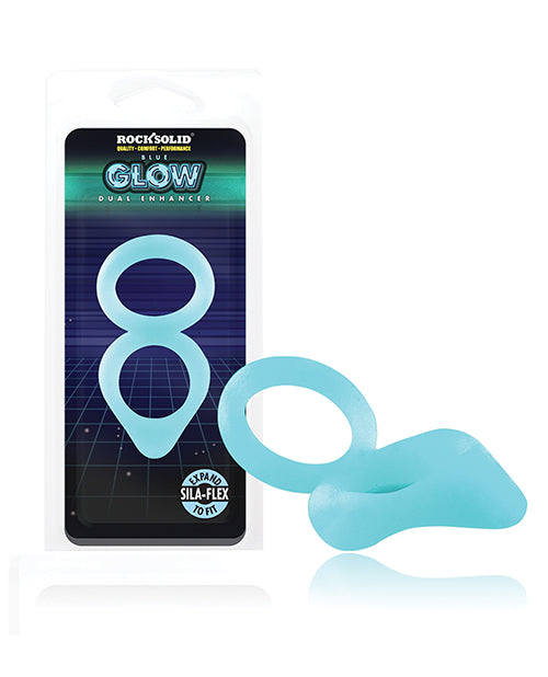 Rock Solid Penis Enhancement Dual Ring Glow in the Dark with Clitoral Stimulator for Enhanced Performance