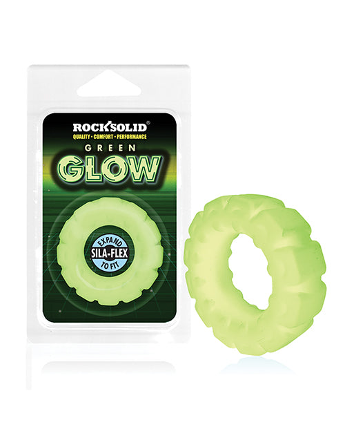 Rock Solid Penis Enhancement Ring Glow in the Dark Silicone Rugged Tread for Enhanced Stimulation