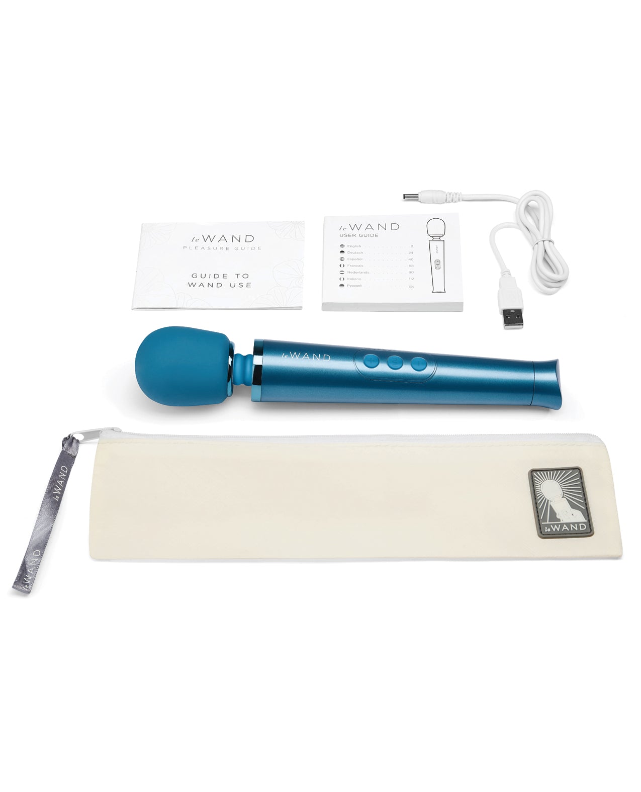 Le Wand Petite Rechargeable Massager in Blue with Travel Lock
