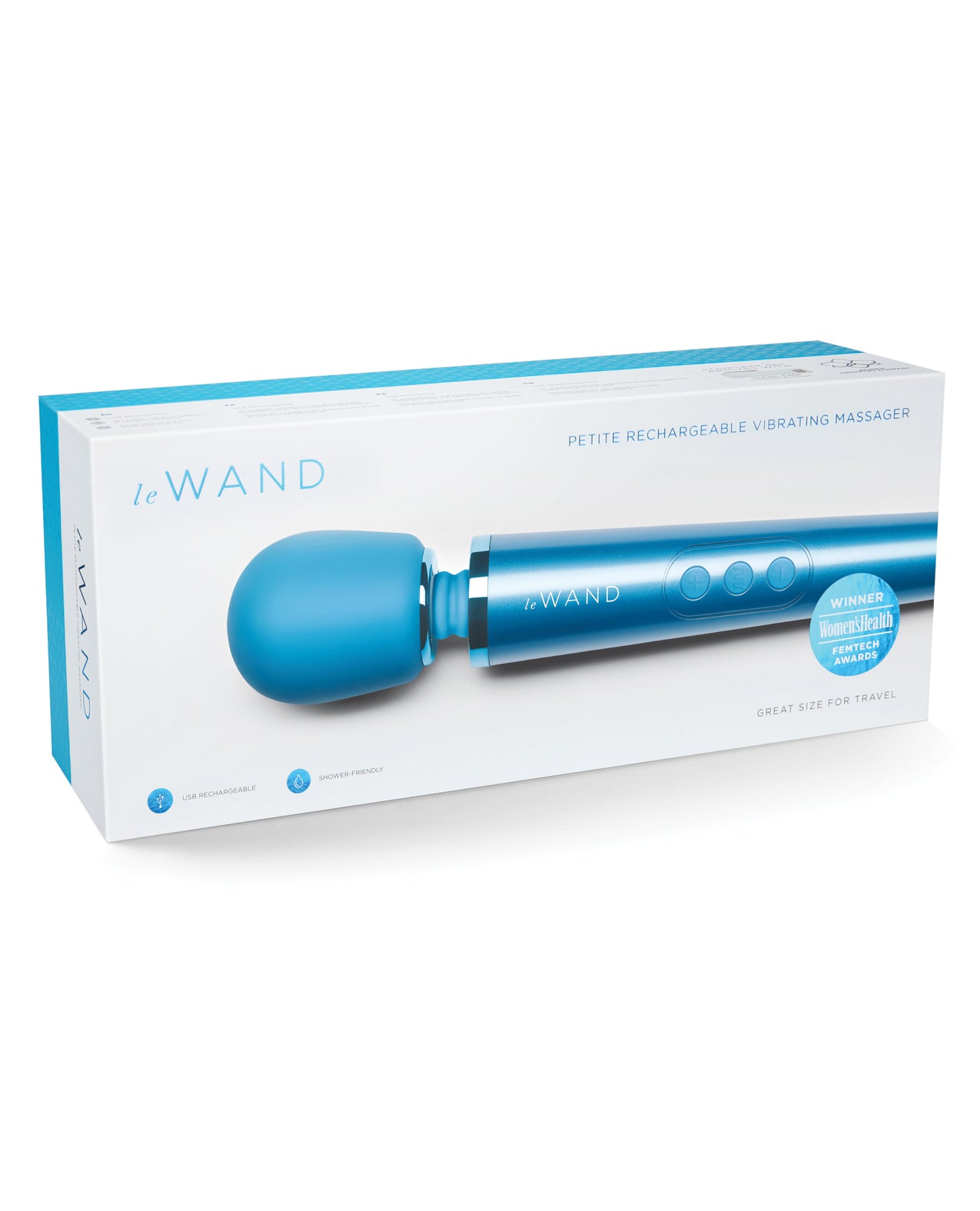 Le Wand Petite Rechargeable Massager in Blue with Travel Lock
