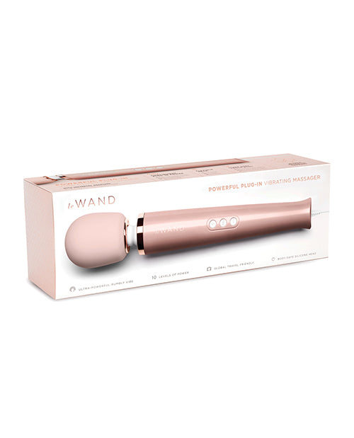 Le Wand Massage Products Plug-In Vibrating Massager with 8-Foot Cord in Rose Gold for Intense Full-Body Massage