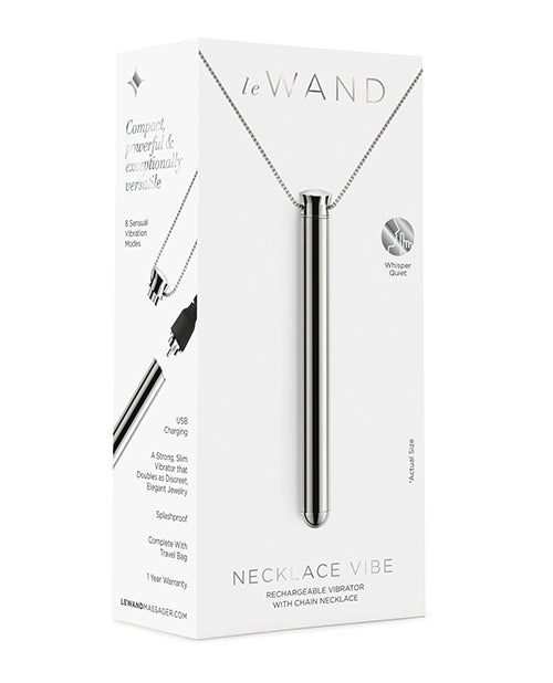 Le Wand Stimulators Vibrating Necklace Silver Discreet Jewelry with 8 Modes for On-the-Go Pleasure